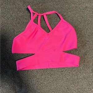 Pink Strappy Sports Bra